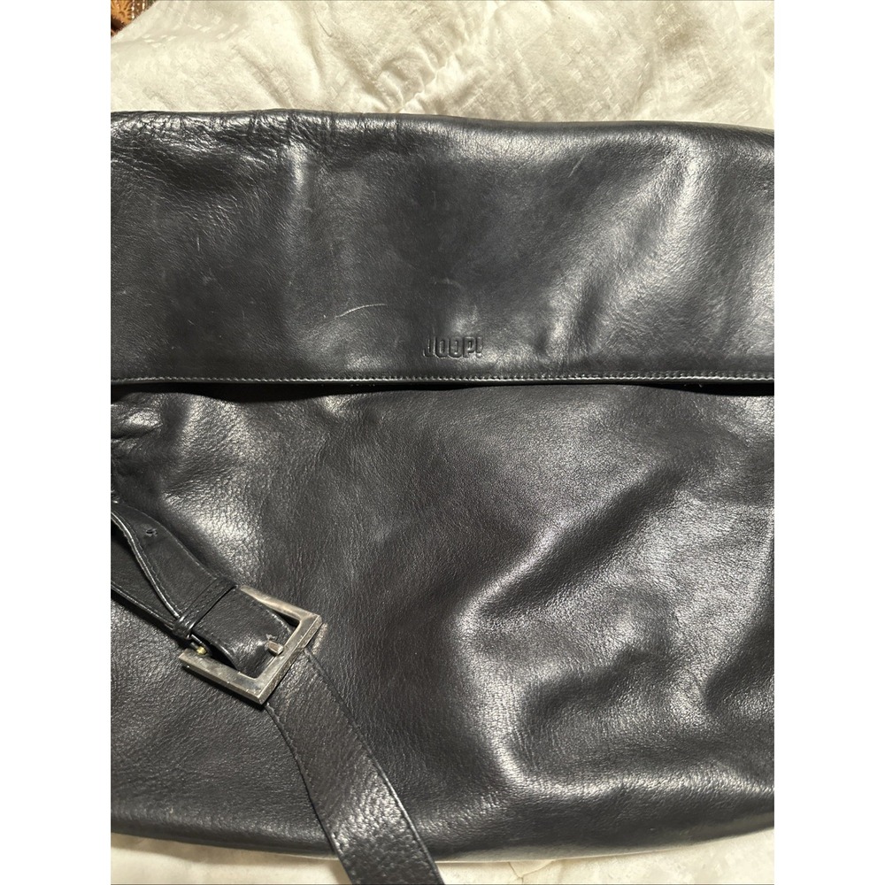 Joop! Black Leather Shoulder Bag Purse Adjustable Buckle‎ Strap